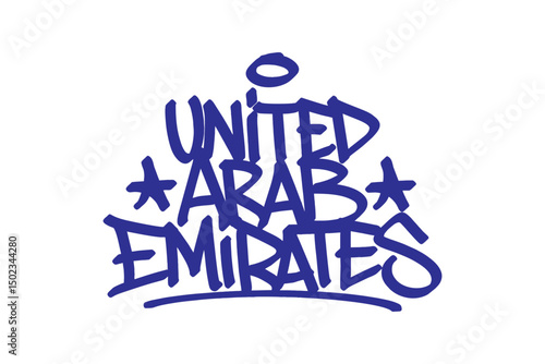 United Arab Emirates graffiti tag in bold vector lettering on transparent background, capturing urban culture and artistic energy. Perfect for hip hop, youth, and street design themes.