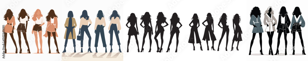 Fototapeta premium vector female model silhouette standing pose