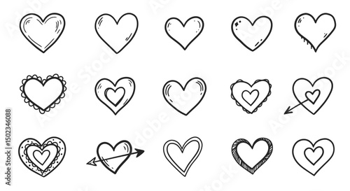 Hand-Drawn Heart Collection: Vector Love Symbols
