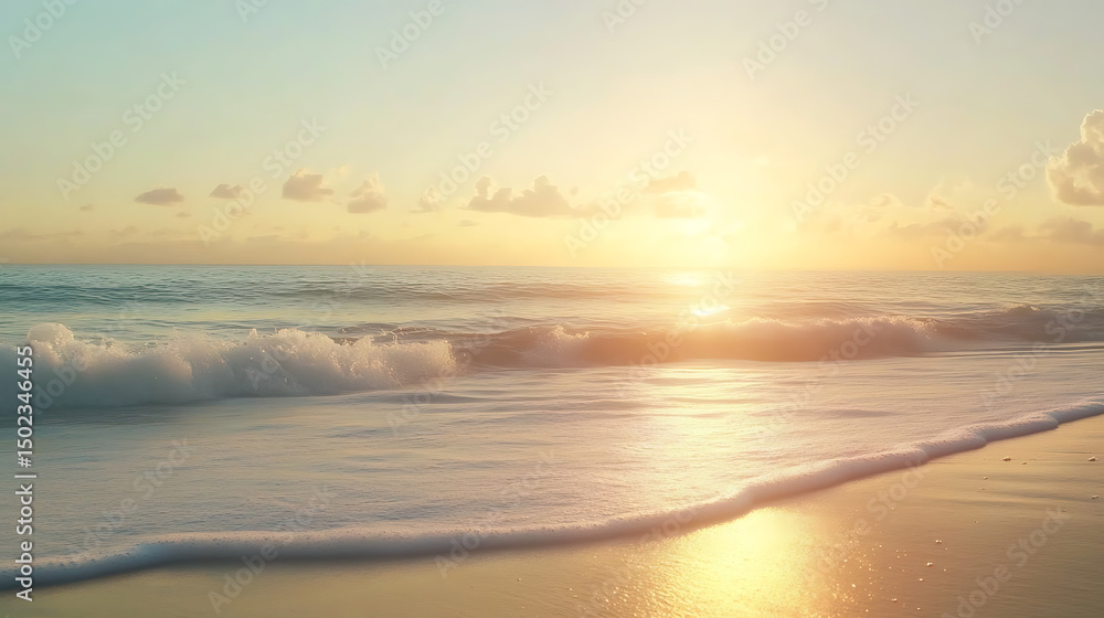 Obraz premium Tranquil sea rhythm shows beach story in high resolution picture