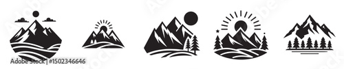 vector set of mountain silhouettes