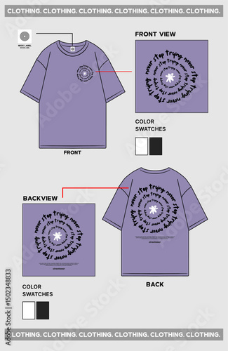 Design T shirt oversize, front and back