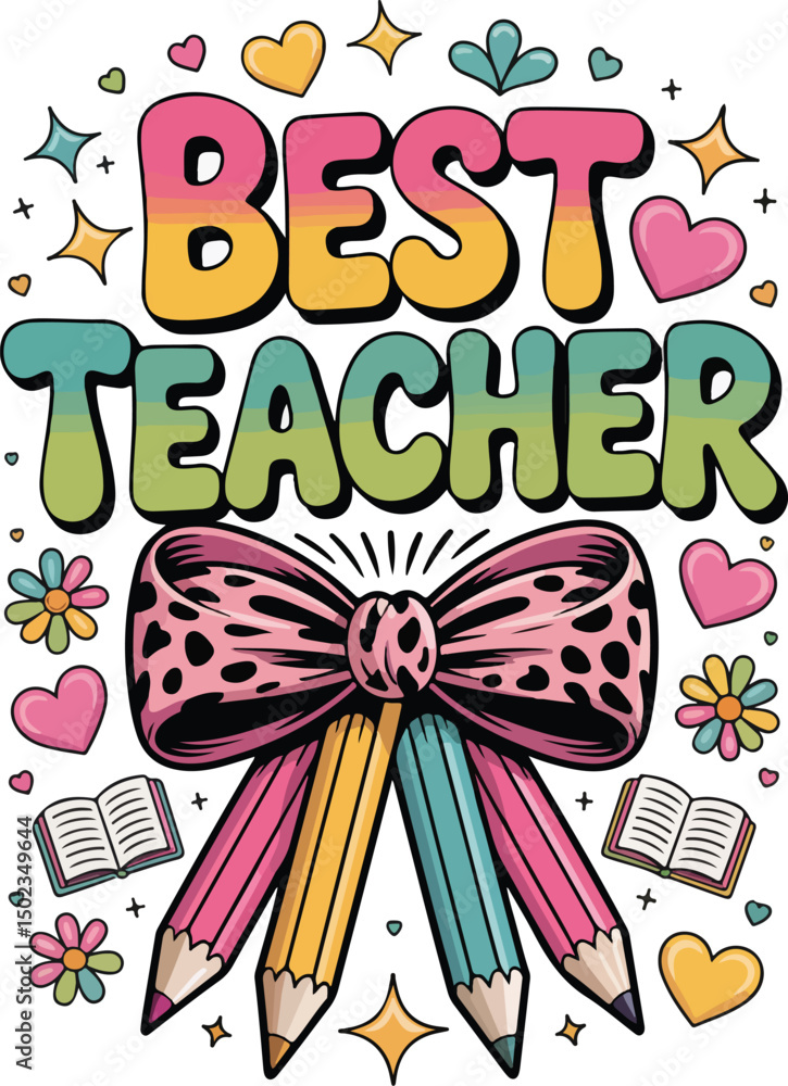 Obraz premium best teacher school graphic design