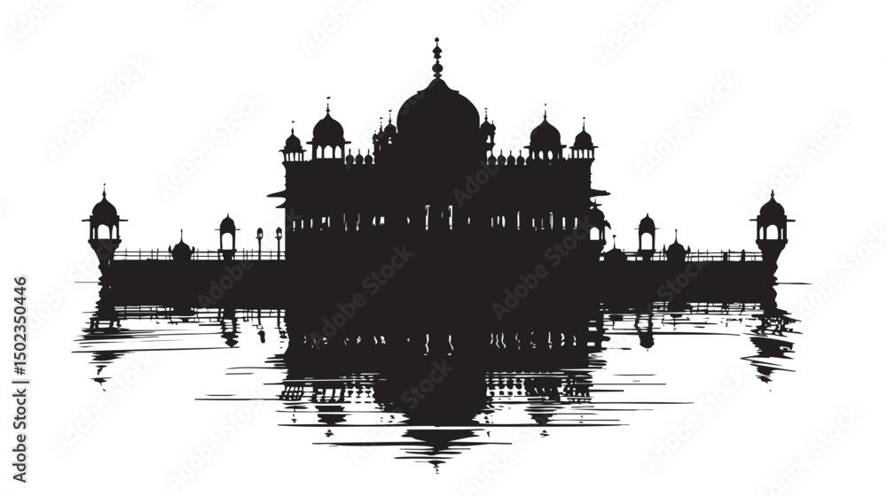 Obraz premium Gurdwara silhouette isolated in White background