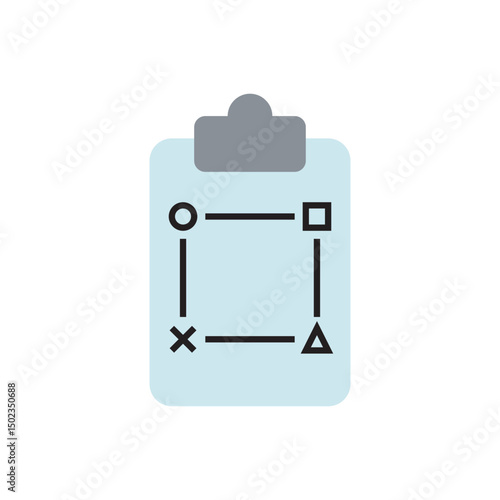 flat illustration of a clipboard with blocks and checkboxes, representing structured planning and task management.