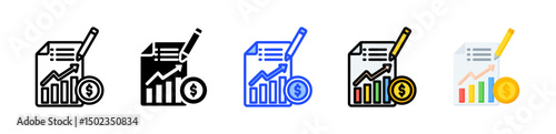 Financial Statements Icon Collection With Multiple Styles