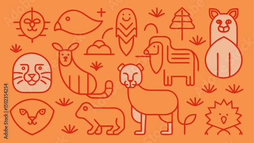 Discover a refined set of animal and wildlife line icons perfect for nature-themed websites, eco-friendly branding, and educational illustrations with clean strokes