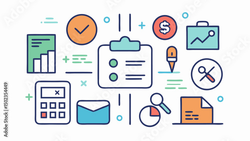 Discover a premium set of audit-themed stroke icons including accounting graphs and financial review visuals perfect for business reports and financial dashboards