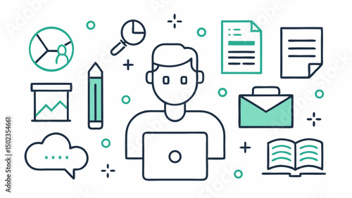 Blogger stroke icon collection offering various blogging-related icons in stroke design for web and digital use