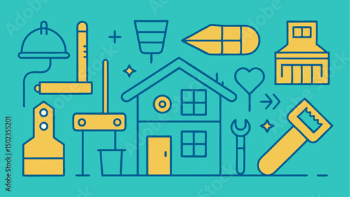 Construction tool stroke icon collection showcasing editable line icons for tools, equipment, and building essentials used in architecture and contractor visuals.