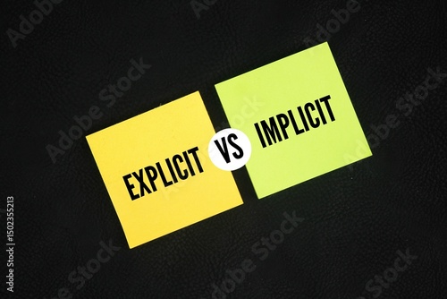 Canvas Print Colored paper with the words explicit vs implicit