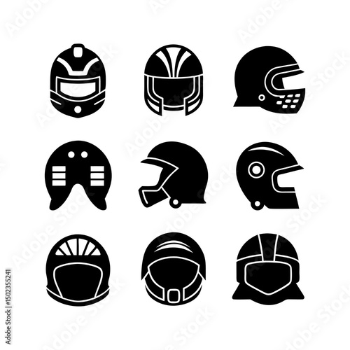 Sport Helmet Vector Silhouettes