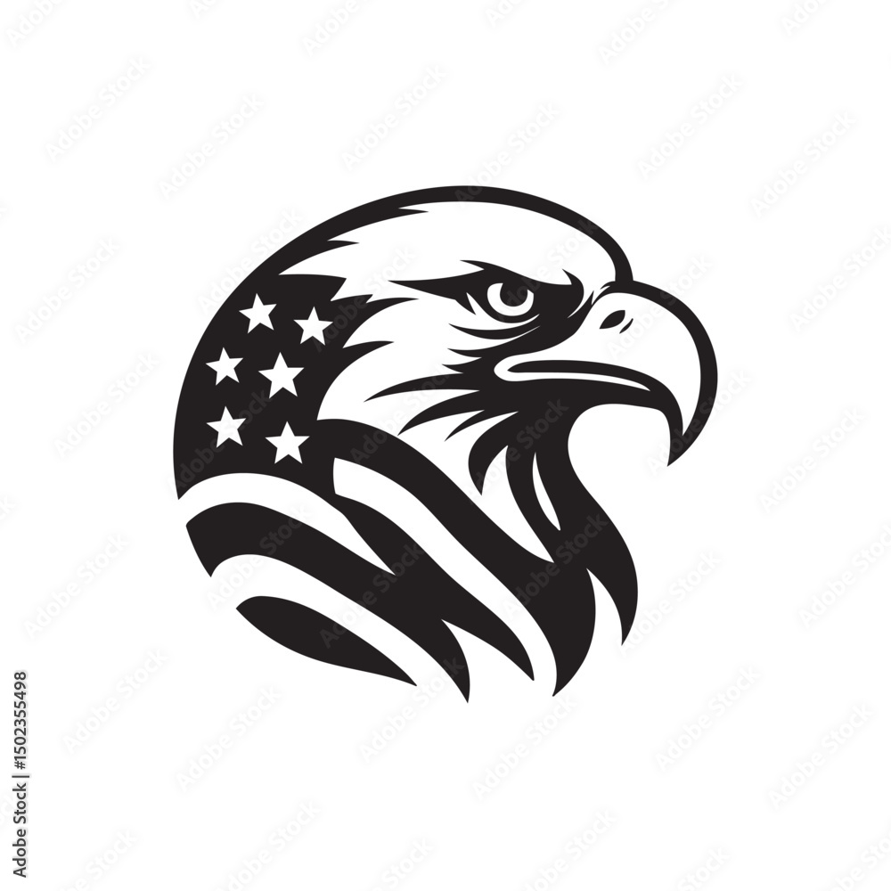Obraz premium eagle hear with american flag, patriotic vector