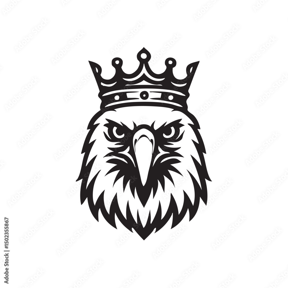 Obraz premium eagle with crown front side view vector