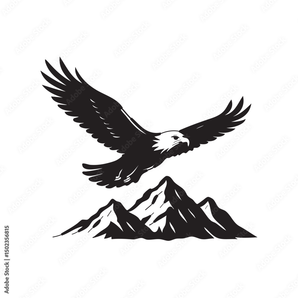 Obraz premium flying eagle in the mountains vector