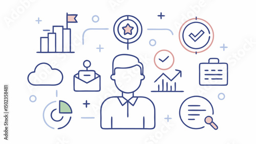 Customer relationship management stroke icon set featuring editable vector elements ideal for CRM dashboards, communication systems, and user engagement tools