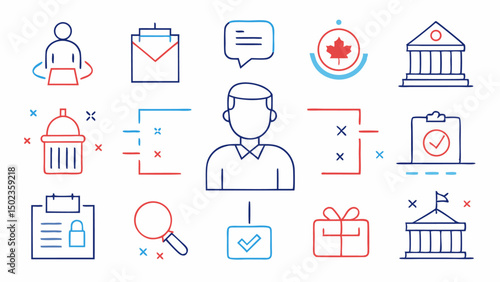 Editable Stroke Icon Set for Elections and Voting