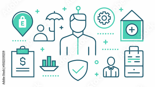 Employee Benefits Editable Stroke Icon Set for Business