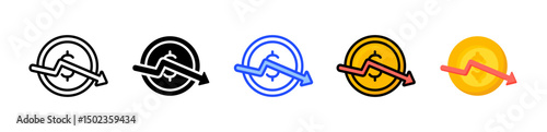 Declining Value Icon Collection With Multiple Styles