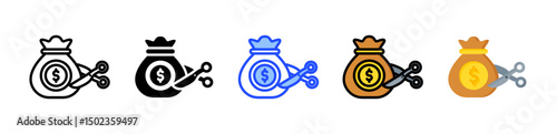 Reduced Wages Icon Collection With Multiple Styles