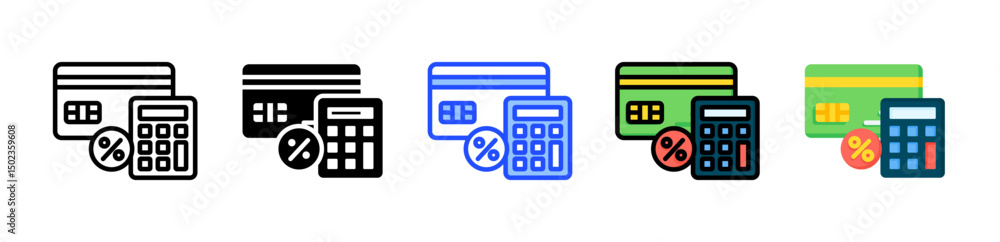 Credit Card Debt Icon Collection With Multiple Styles Credit Card Debt Icon Collection With Multiple Styles