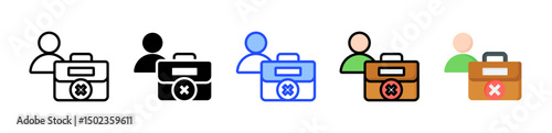 Unemployment Icon Collection With Multiple Styles