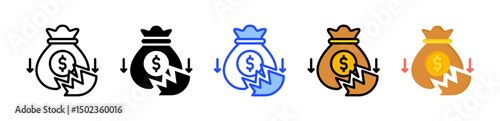 Bankruptcy Icon Collection With Multiple Styles