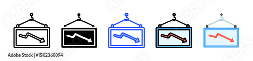 Reduced Export Levels Icon Collection With Multiple Styles