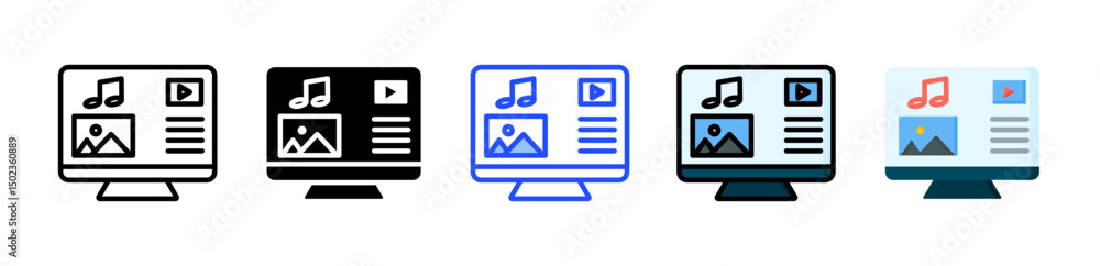 Multimedia Icon Collection With Multiple Styles Multimedia Icon Collection With Multiple Styles