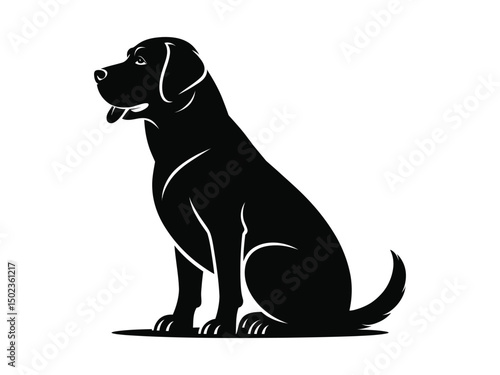 Sleek silhouette of a sitting Labrador dog vector illustration