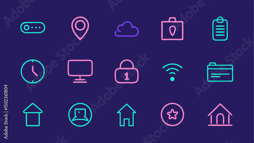 Modern general interface stroke icons for user experience projects, digital dashboards, and app design with customizable clean stroke styles and clarity.