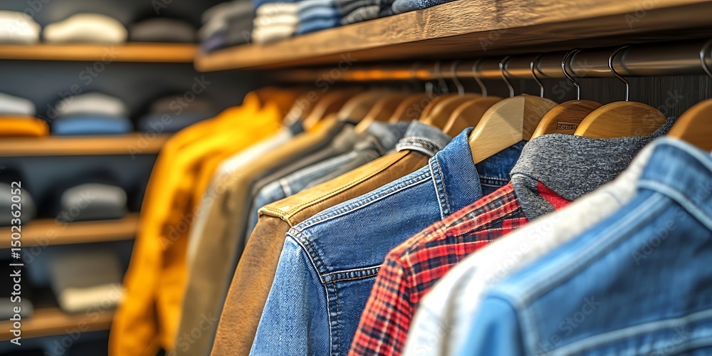 Fototapeta premium Clothes on hangers in a store
