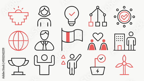 Editable line icon collection themed around human rights including peace justice equality and activism ideal for nonprofit websites and educational content