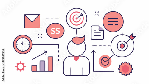 Sales strategy icon set with editable strokes featuring business growth marketing and profit increase symbols ideal for sales platforms and e commerce design