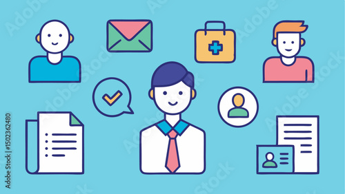Job interview stroke icon collection offering clean and detailed visuals great for HR tools, job seeker support platforms, and candidate assessment illustrations