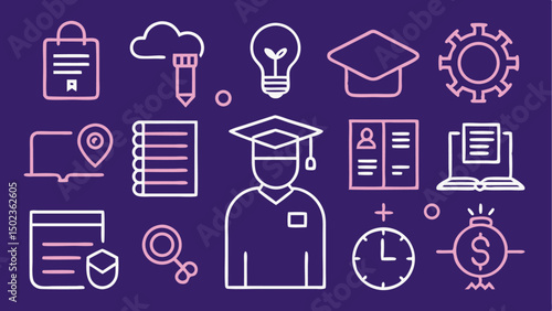 Knowledge stroke icon collections with a wide range of education and intelligence themed stroke icons suitable for e-learning apps websites and educational materials