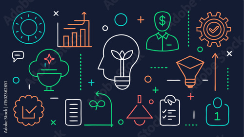 Learn and lead stroke icon collections designed to visually represent growth personal development leadership and learning for educational and motivational media