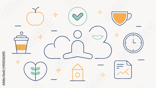 Lifestyle editable stroke icons set focusing on daily activities exercise wellness healthy habits and fitness perfect for health blogs and modern lifestyle platforms
