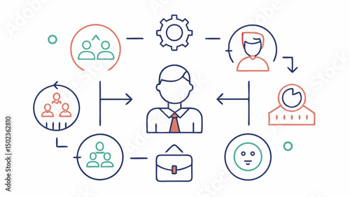 Management stroke icon collection showcasing professional icons for leadership planning management and strategy tasks useful for enterprise and business presentations
