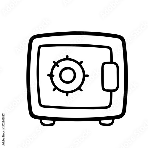 Metal Bank Safe Icon In Flat Style