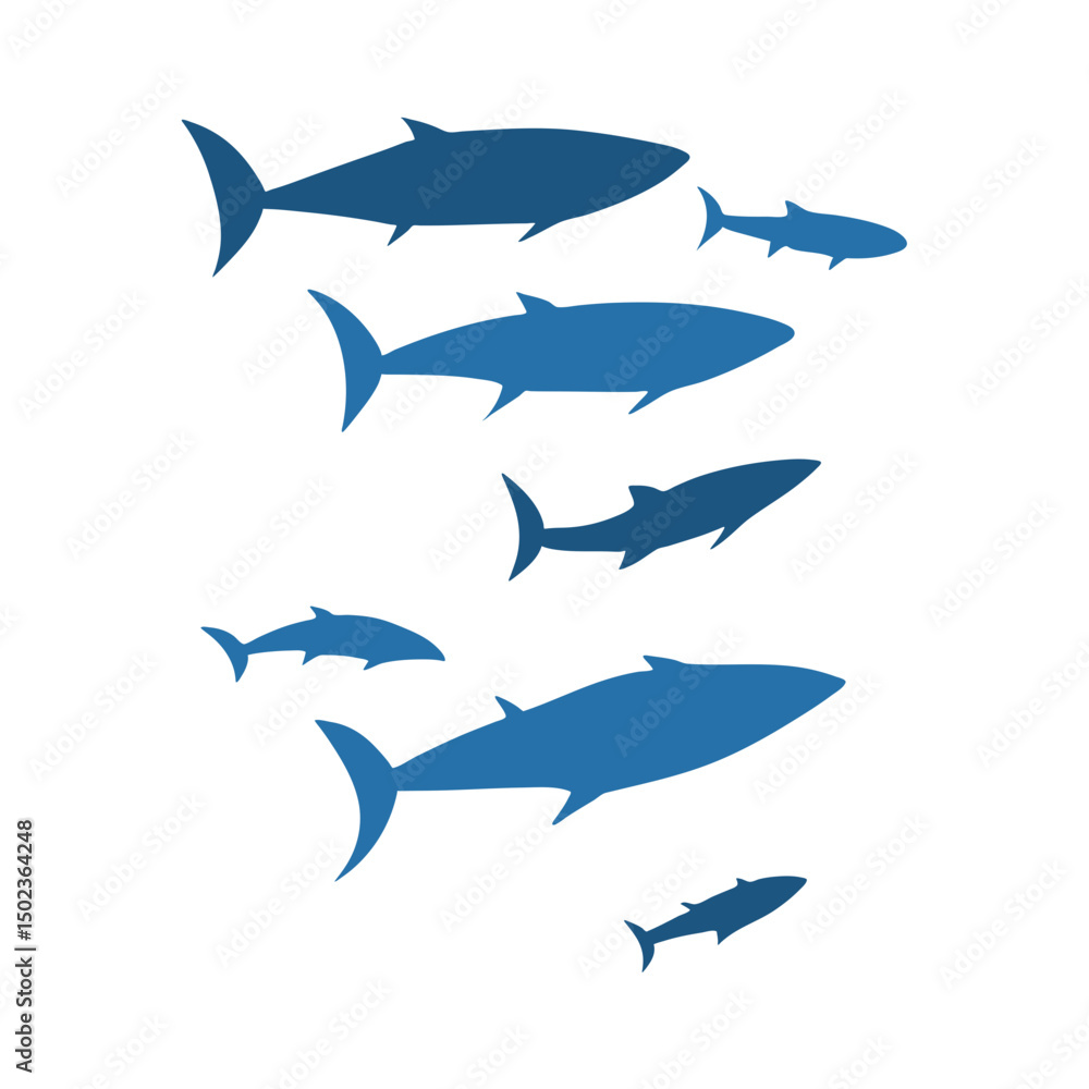 Fototapeta premium Schools of fish vector illustration 