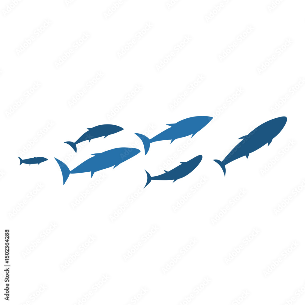 Fototapeta premium Schools of fish vector illustration 