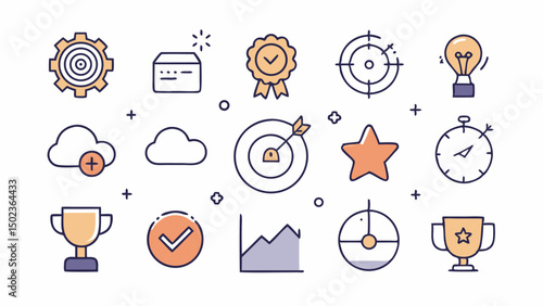 Motivation Stroke Icon Collections Containing Inspirational Symbols and Icons for Encouragement