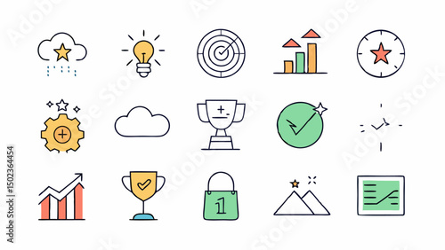 Motivation Stroke Icon Collections Containing Inspirational Symbols and Icons for Encouragement
