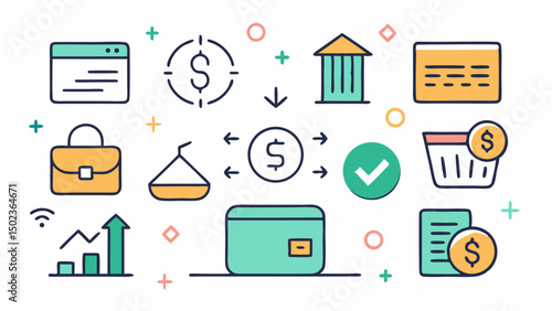 Payment Editable Stroke Icon Set for Business and Finance with Customizable Features