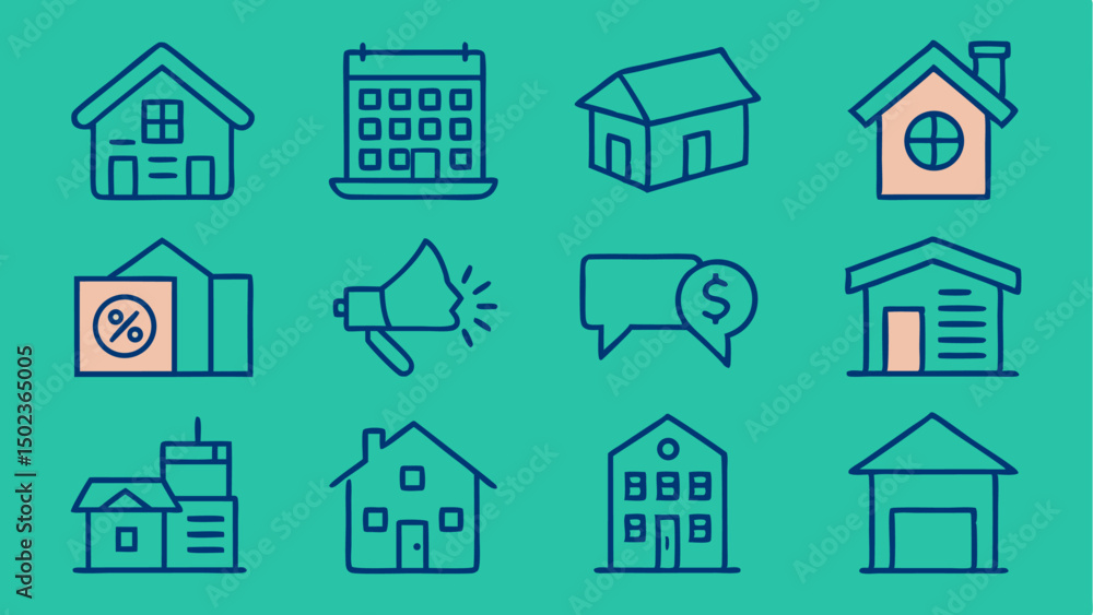 real estate editable stroke icon collections for homes designed for customization real estate editable stroke icon collections for homes designed for customization