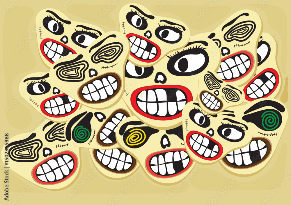 Fototapeta premium Vector face character, Carton face, vector abstract design Print, wallpaper, pattern background and Adobe illustrator artwork 