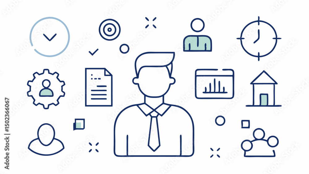 Simple set of business management related editable stroke icons Simple set of business management related editable stroke icons