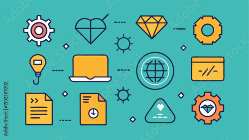 Software development stroke line icon set for software engineers and programming needs