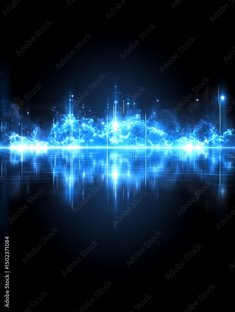 Fototapeta premium Abstract glowing blue horizon